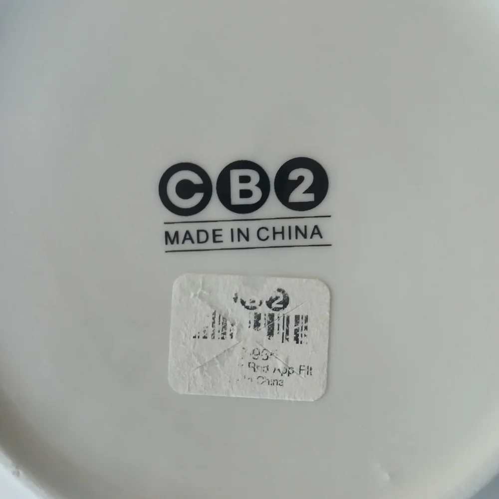 CB2 Crate & Barrel Plates (2) Appetizer Color-Block Mid Century Modern Style NEW